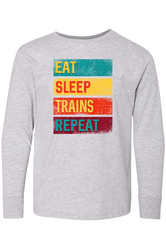 Eat Sleep Trains Repeat Long Sleeve Youth T-Shirt