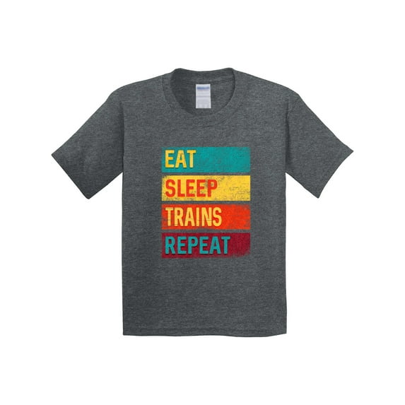 Inktastic Eat Sleep Trains Repeat Youth T-Shirt