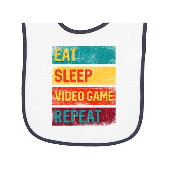 Inktastic Eat Sleep Video Game Repeat Baby Terry Cloth Bib