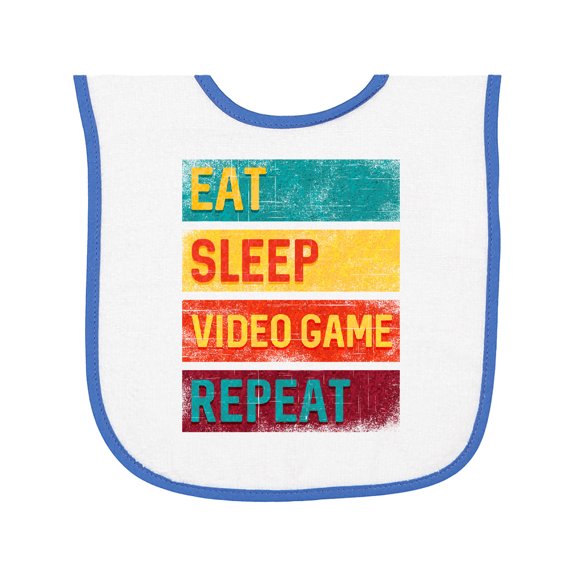 Inktastic Eat Sleep Video Game Repeat Baby Terry Cloth Bib