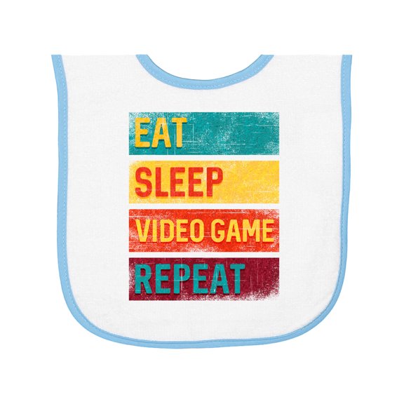 Inktastic Eat Sleep Video Game Repeat Baby Terry Cloth Bib