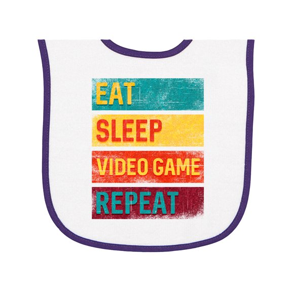 Inktastic Eat Sleep Video Game Repeat Baby Terry Cloth Bib