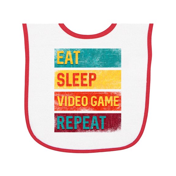Inktastic Eat Sleep Video Game Repeat Baby Terry Cloth Bib