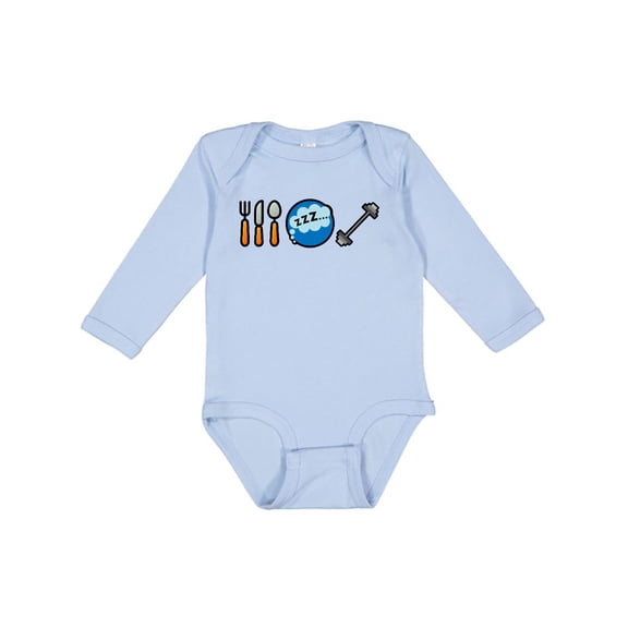 Inktastic Eat Sleep Weightlifting Boys or Girls Long Sleeve Baby Bodysuit