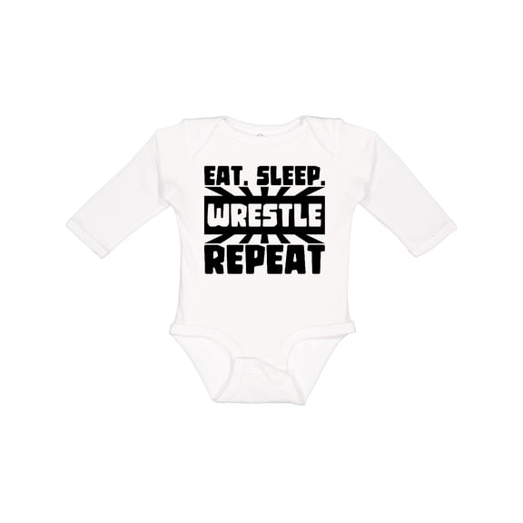 Inktastic Eat, Sleep, Wrestle, Repeat Boys or Girls Long Sleeve Baby Bodysuit