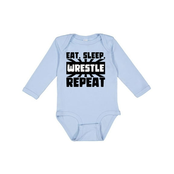 Inktastic Eat, Sleep, Wrestle, Repeat Boys or Girls Long Sleeve Baby Bodysuit