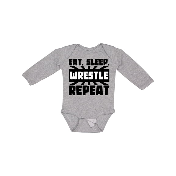 Inktastic Eat, Sleep, Wrestle, Repeat Boys or Girls Long Sleeve Baby Bodysuit
