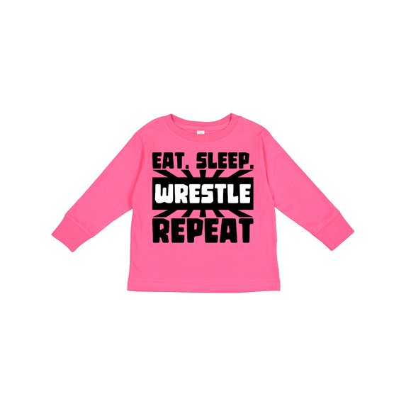 Inktastic Eat, Sleep, Wrestle, Repeat Boys or Girls Long Sleeve Toddler T-Shirt