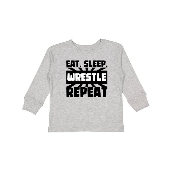 Inktastic Eat, Sleep, Wrestle, Repeat Boys or Girls Long Sleeve Toddler T-Shirt