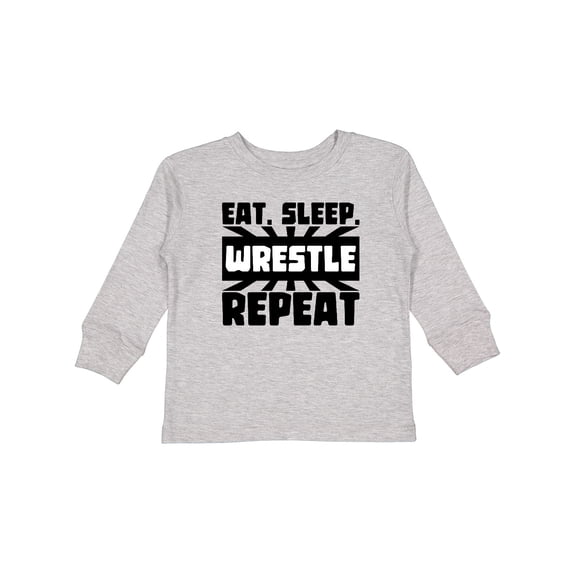 Inktastic Eat, Sleep, Wrestle, Repeat Boys or Girls Long Sleeve Toddler T-Shirt