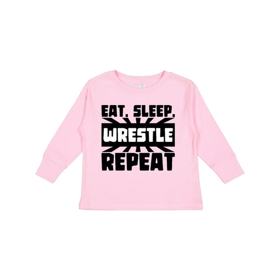 Inktastic Eat, Sleep, Wrestle, Repeat Boys or Girls Long Sleeve Toddler T-Shirt