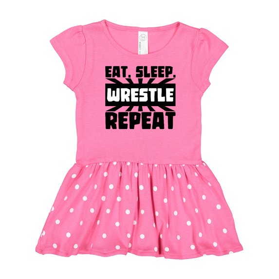Inktastic Eat, Sleep, Wrestle, Repeat Gift Baby Girl Dress