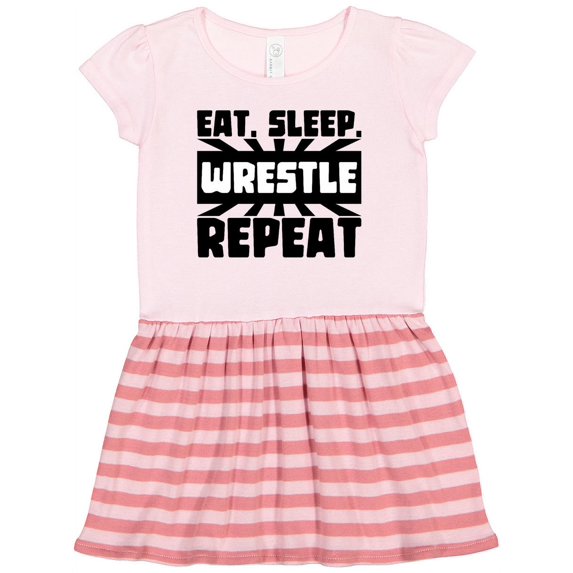 Inktastic Eat, Sleep, Wrestle, Repeat Gift Toddler Girl Dress