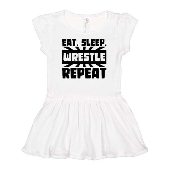 Inktastic Eat, Sleep, Wrestle, Repeat Girls Baby Dress