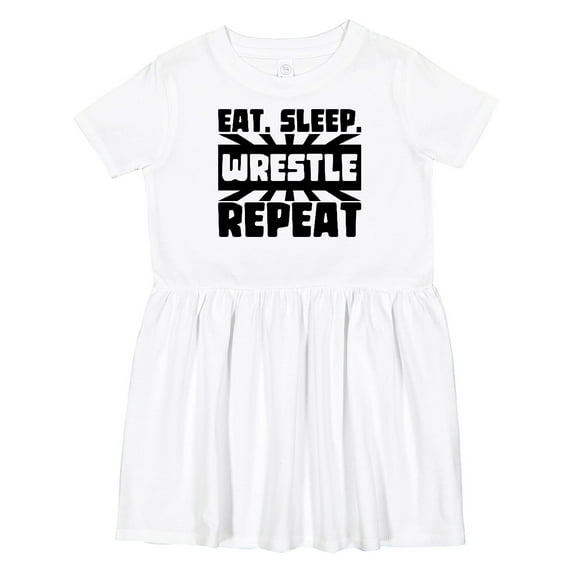 Inktastic Eat, Sleep, Wrestle, Repeat Girls Toddler Dress