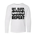 thumbnail image 1 of Inktastic Eat, Sleep, Wrestle, Repeat Long Sleeve Youth T-Shirt, 1 of 5