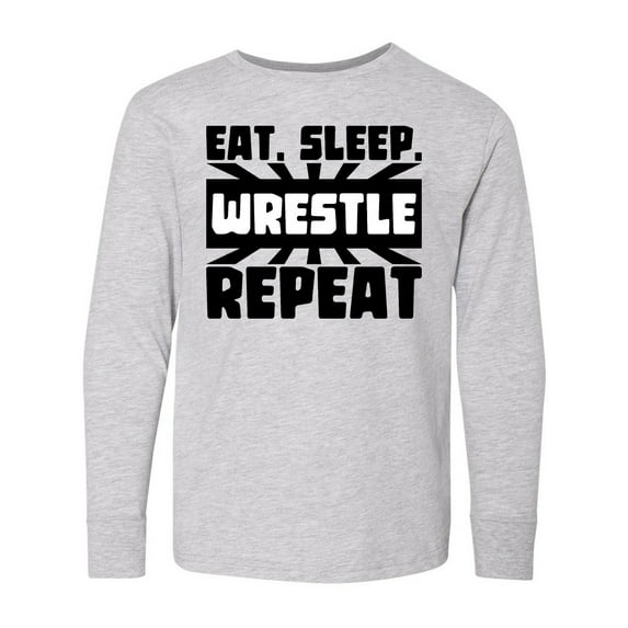 Inktastic Eat, Sleep, Wrestle, Repeat Long Sleeve Youth T-Shirt