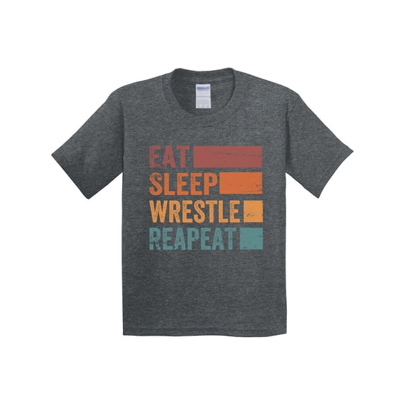 Inktastic Eat Sleep Wrestle Repeat Youth T-Shirt