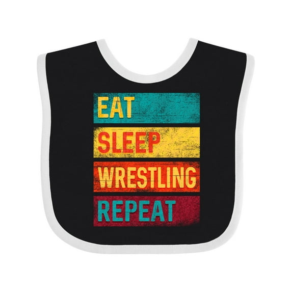 Inktastic Eat Sleep Wrestling Repeat Boys or Girls Baby Bib