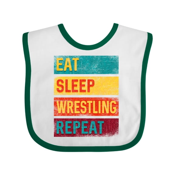 Inktastic Eat Sleep Wrestling Repeat Boys or Girls Baby Bib