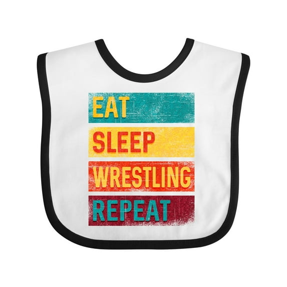 Inktastic Eat Sleep Wrestling Repeat Boys or Girls Baby Bib