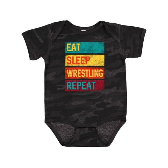 Inktastic Eat Sleep Wrestling Repeat Boys or Girls Baby Bodysuit