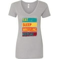 thumbnail image 1 of Inktastic Eat Sleep Wrestling Repeat Women's V-Neck T-Shirt, 1 of 5