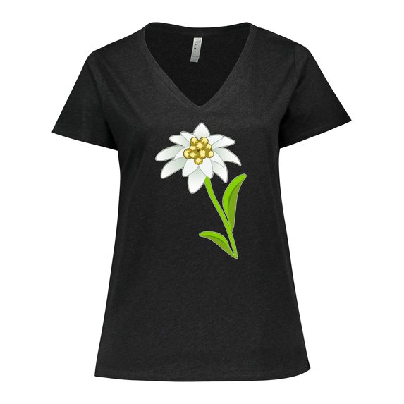 Inktastic Edelweiss- Flower Women's Plus Size V-Neck T-Shirt