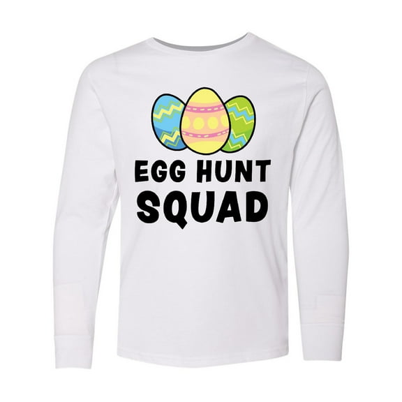 Inktastic Egg Hunt Squad with Easter Eggs Long Sleeve Youth T-Shirt