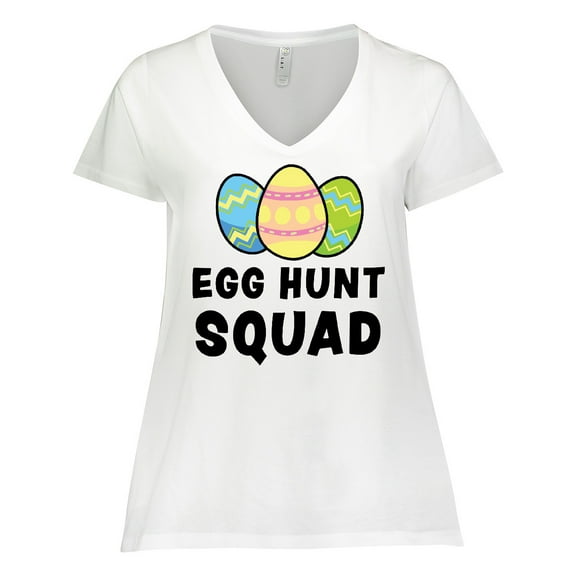 Inktastic Egg Hunt Squad with Easter Eggs Women's Plus Size V-Neck T-Shirt