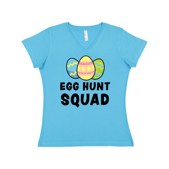 Inktastic Egg Hunt Squad with Easter Eggs Women's V-Neck T-Shirt