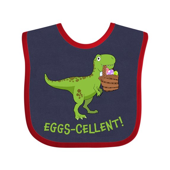 Inktastic Eggs-cellent Cute Easter T-Rex Dinosaur Boys or Girls Baby Bib