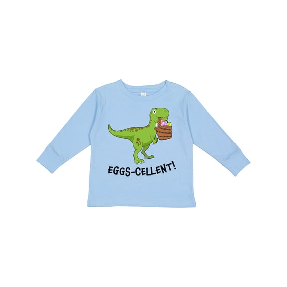 Inktastic Eggs-cellent Cute Easter T-Rex Dinosaur Boys or Girls Long Sleeve Toddler T-Shirt