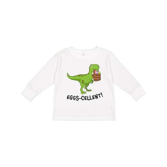 Inktastic Eggs-cellent Cute Easter T-Rex Dinosaur Boys or Girls Long Sleeve Toddler T-Shirt