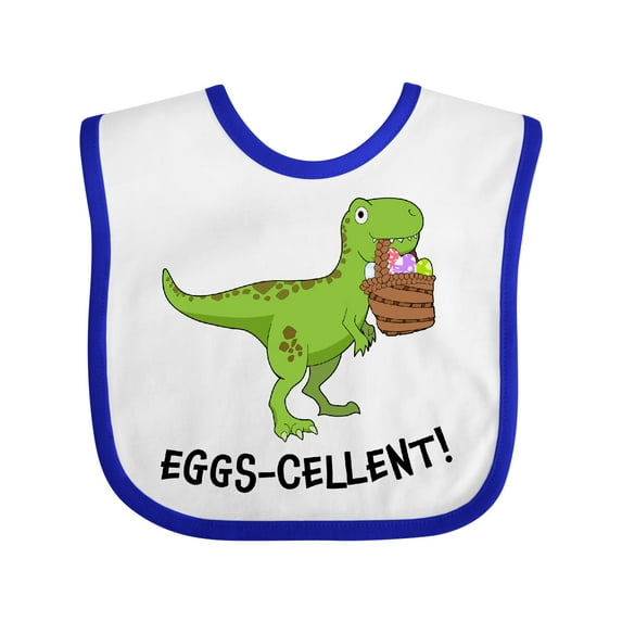 Inktastic Eggs-cellent Cute Easter T-rex Dinosaur Boys or Girls Baby Bib