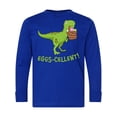 thumbnail image 1 of Inktastic Eggs-cellent Cute Easter T-rex Dinosaur Long Sleeve Youth T-Shirt, 1 of 5