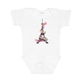 thumbnail image 1 of Inktastic Eiffel Tower in Paris with Flowers and Pink Banner Boys or Girls Baby Bodysuit, 1 of 5