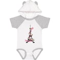 thumbnail image 1 of Inktastic Eiffel Tower in Paris with Flowers and Pink Banner Boys or Girls Baby Bodysuit, 1 of 5