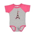 thumbnail image 1 of Inktastic Eiffel Tower in Paris with Flowers and Pink Banner Boys or Girls Baby Bodysuit, 1 of 5