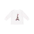 thumbnail image 1 of Inktastic Eiffel Tower in Paris with Flowers and Pink Banner Boys or Girls Long Sleeve Toddler T-Shirt, 1 of 5
