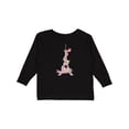 thumbnail image 1 of Inktastic Eiffel Tower in Paris with Flowers and Pink Banner Boys or Girls Long Sleeve Toddler T-Shirt, 1 of 5