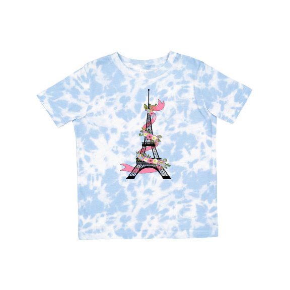 Inktastic Eiffel Tower in Paris with Flowers and Pink Banner Boys or Girls Toddler T-Shirt