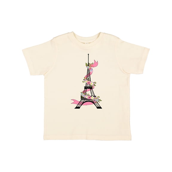 Inktastic Eiffel Tower in Paris with Flowers and Pink Banner Boys or Girls Toddler T-Shirt