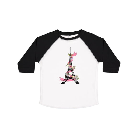 Inktastic Eiffel Tower in Paris with Flowers and Pink Banner Boys or Girls Toddler T-Shirt