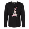 thumbnail image 1 of Inktastic Eiffel Tower in Paris with Flowers and Pink Banner Long Sleeve T-Shirt, 1 of 5