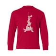 thumbnail image 1 of Inktastic Eiffel Tower in Paris with Flowers and Pink Banner Long Sleeve Youth T-Shirt, 1 of 5