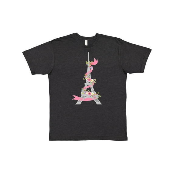 Inktastic Eiffel Tower in Paris with Flowers and Pink Banner T-Shirt