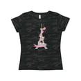 thumbnail image 1 of Inktastic Eiffel Tower in Paris with Flowers and Pink Banner Women's T-Shirt, 1 of 5