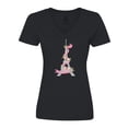 thumbnail image 1 of Inktastic Eiffel Tower in Paris with Flowers and Pink Banner Women's V-Neck T-Shirt, 1 of 5