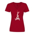 thumbnail image 1 of Inktastic Eiffel Tower in Paris with Flowers and Pink Banner Women's V-Neck T-Shirt, 1 of 5